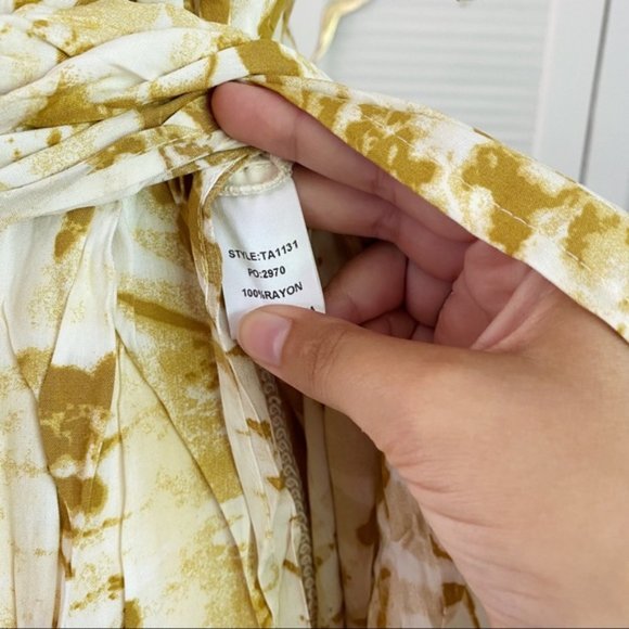 Gigio | Sunburst Golden Tie Dye Peek A Boo Slit Surplice Maxi Dress New XL Plus - Picture 9 of 11